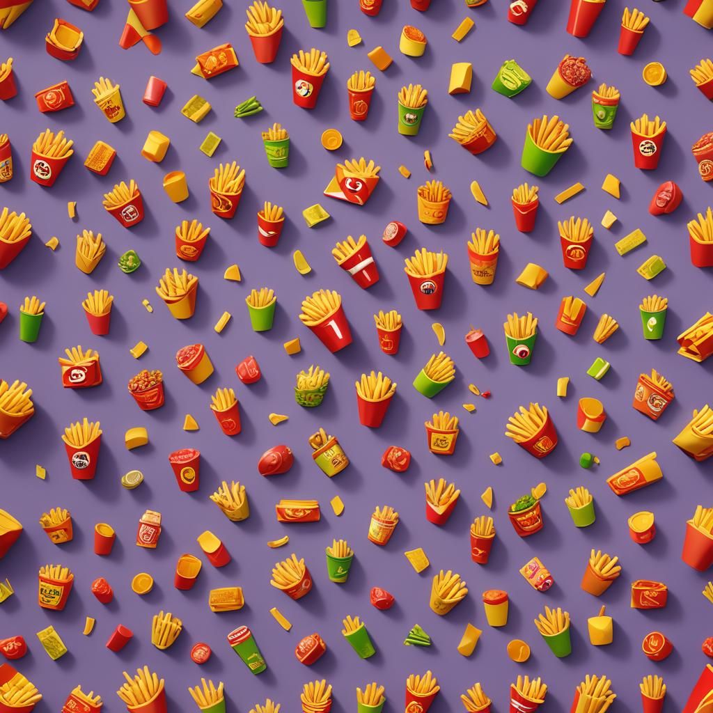 Stylized 3D French Fries in Pixar Style