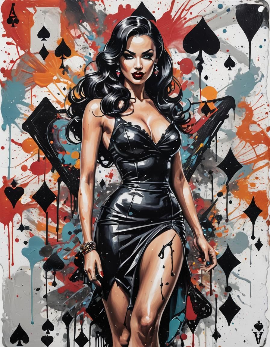 Ace of Spades Pinup Girl in Graffiti Art Style
