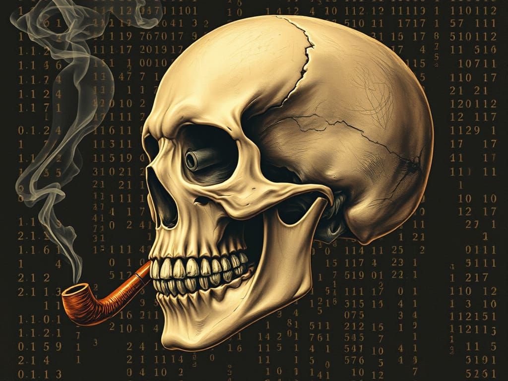 Skull in Cyberpunk Tobacco Smoke