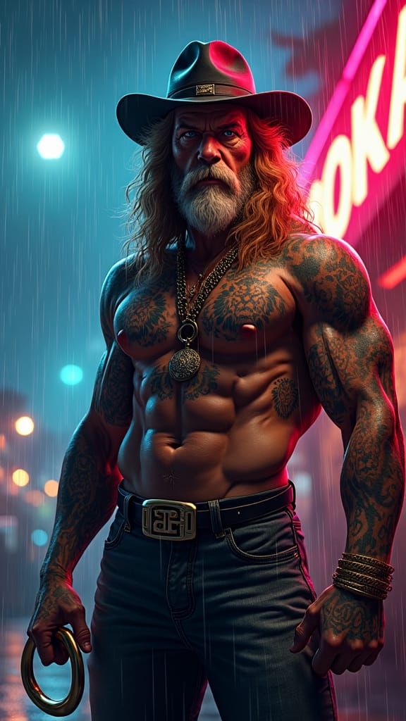 Regal Lion Gangster in Neon Rain