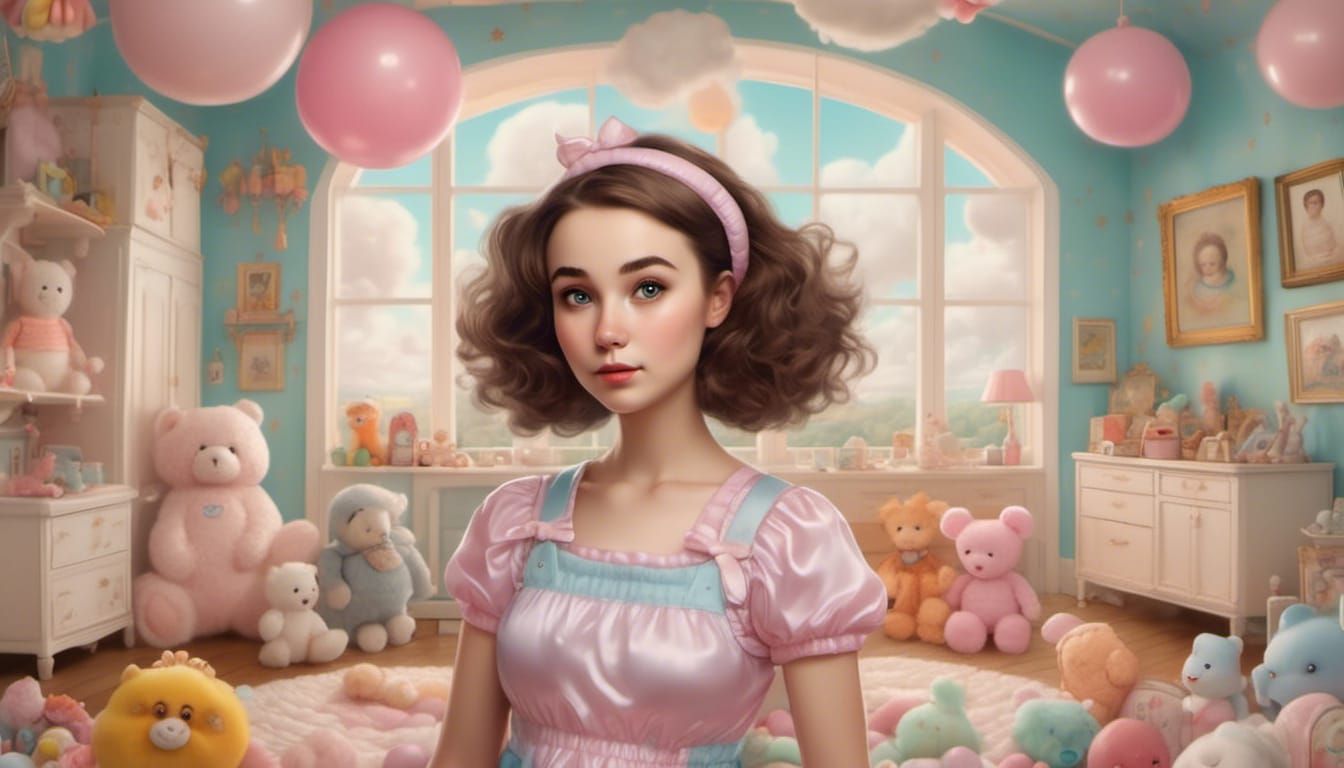 Pop Surrealism: Woman in Diaper in Toy Nursery