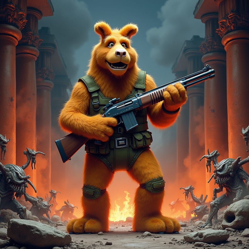 ALF in Hellish Doom Landscape, Dark Fantasy Style