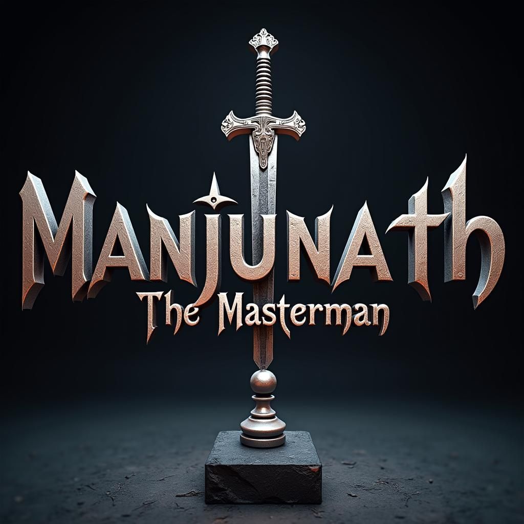 Metallic 3D Letters With Sword and Chess Piece