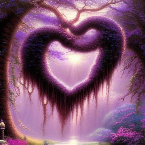 Ethereal Fantasy Image of Love in Kinkade Style