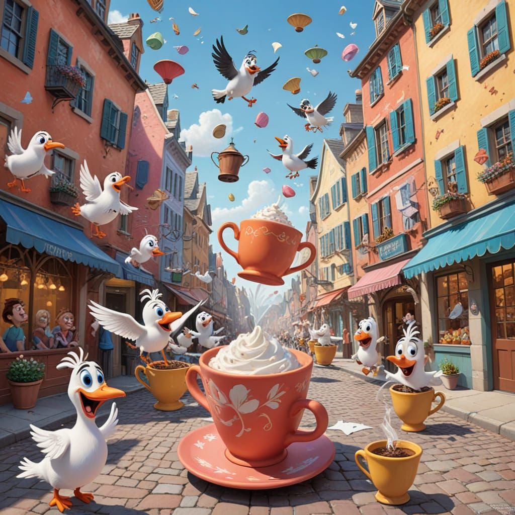 Teacup Chaos in Village Square: Storybook Animation