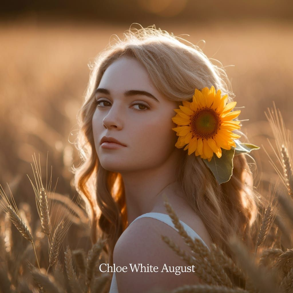 Golden Hour Portrait of Woman with Sunflower