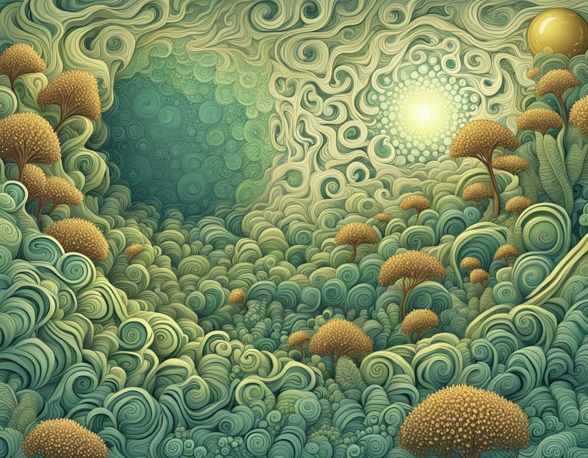 Alien Planet Vines with Orbs and Pollen