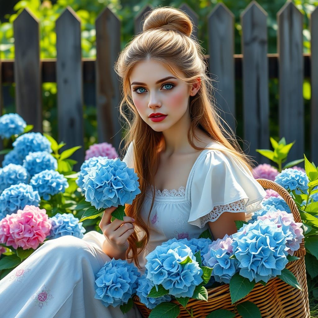 Ethereal Garden Goddess in Whimsical Watercolor Style