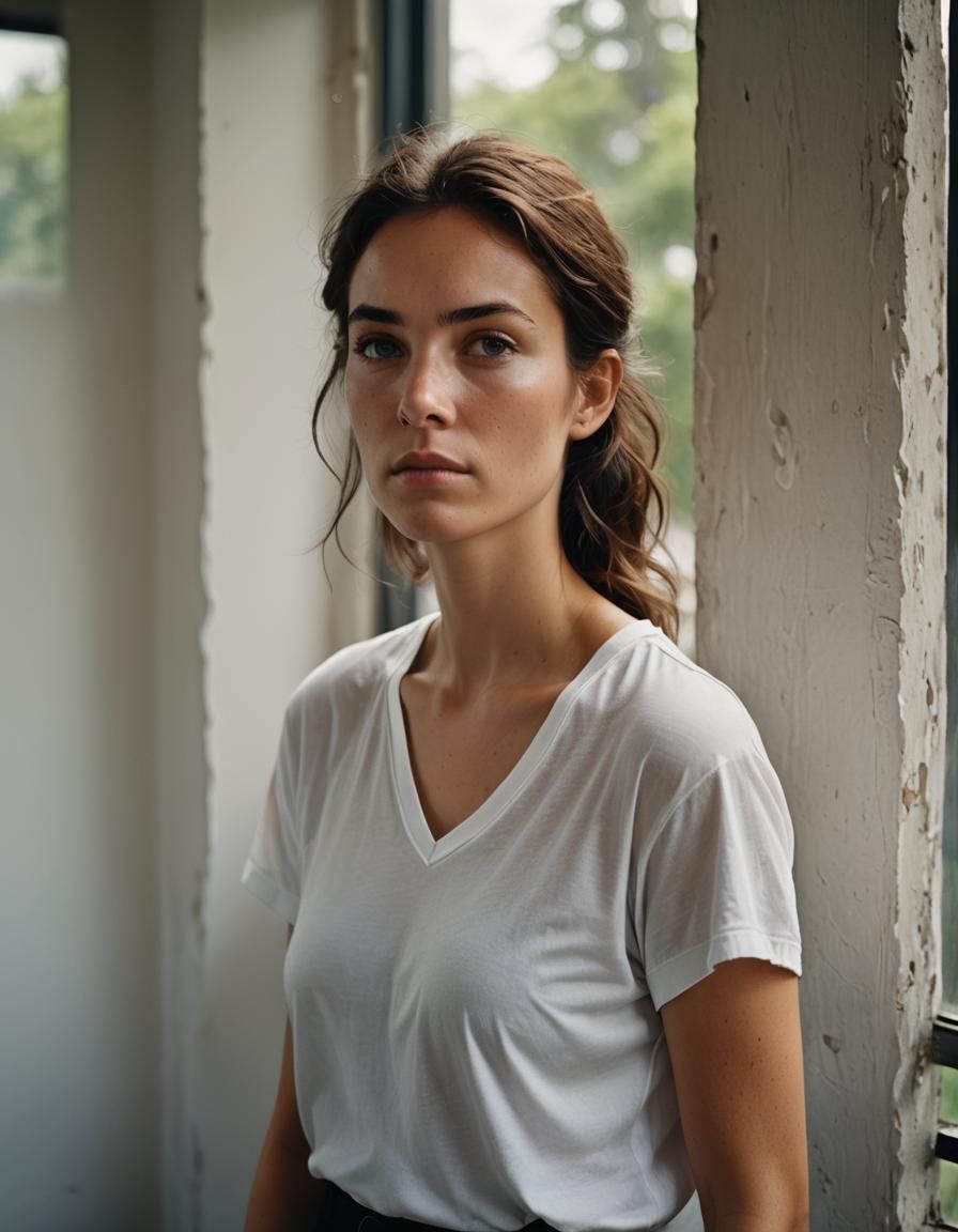 Woman Gazing Out Window: Professional Portrait