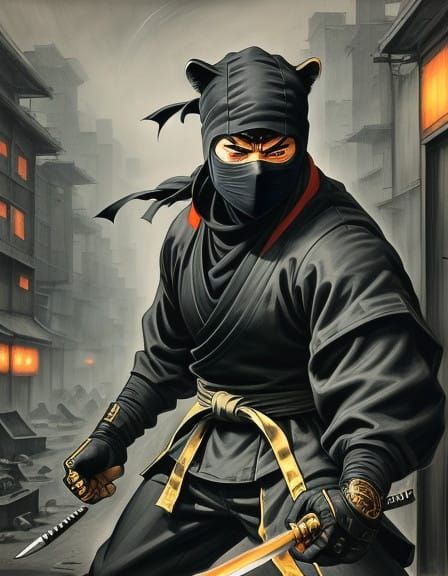 <lora:CPC1-5:1.0> Physical: Athletic and muscular Blue Tiger Ninja, highlighting strength, agility, and combat ability. ...