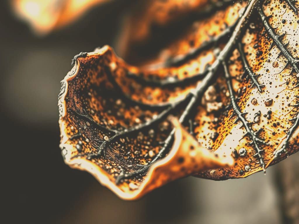 Autumn Leaf in Stippling Style with Pen and Ink