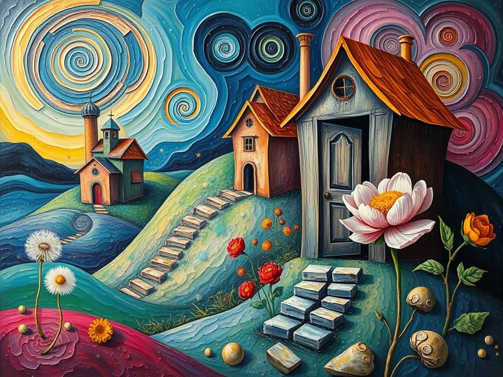 Surreal Dali-Inspired Dreamscapes with Whimsical Doorways