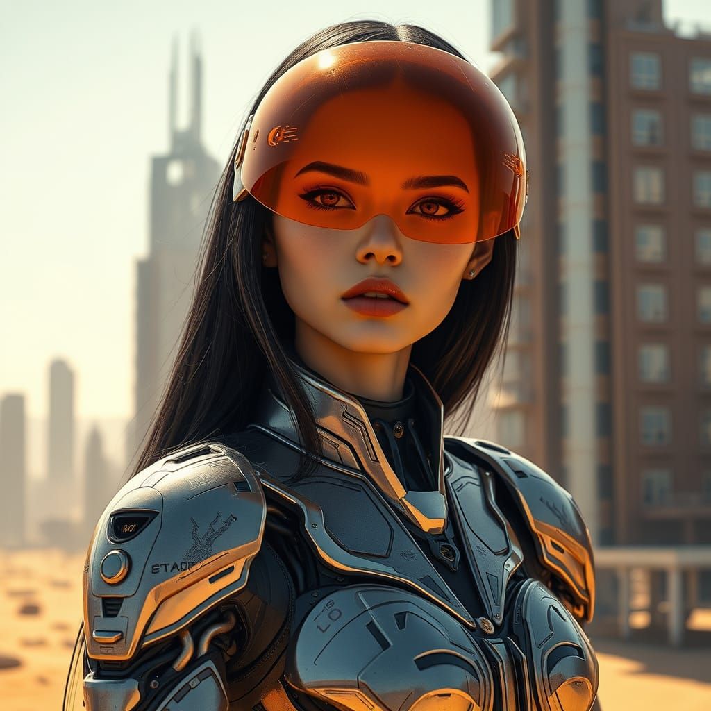 Cyberpunk Goddess in High-Tech Armor