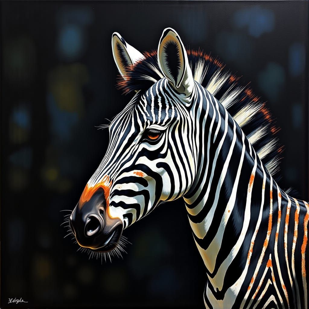 Vibrant Abstract Zebra in a Dreamlike Cyberpunk Aesthetic