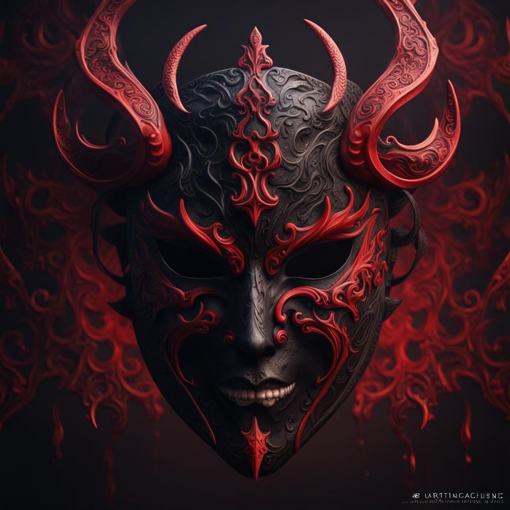 Demonic Opera Mask in Detailed Matte Painting