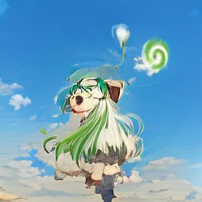 Anime Alchemist Girl with Dog Ears Experiments with Wind