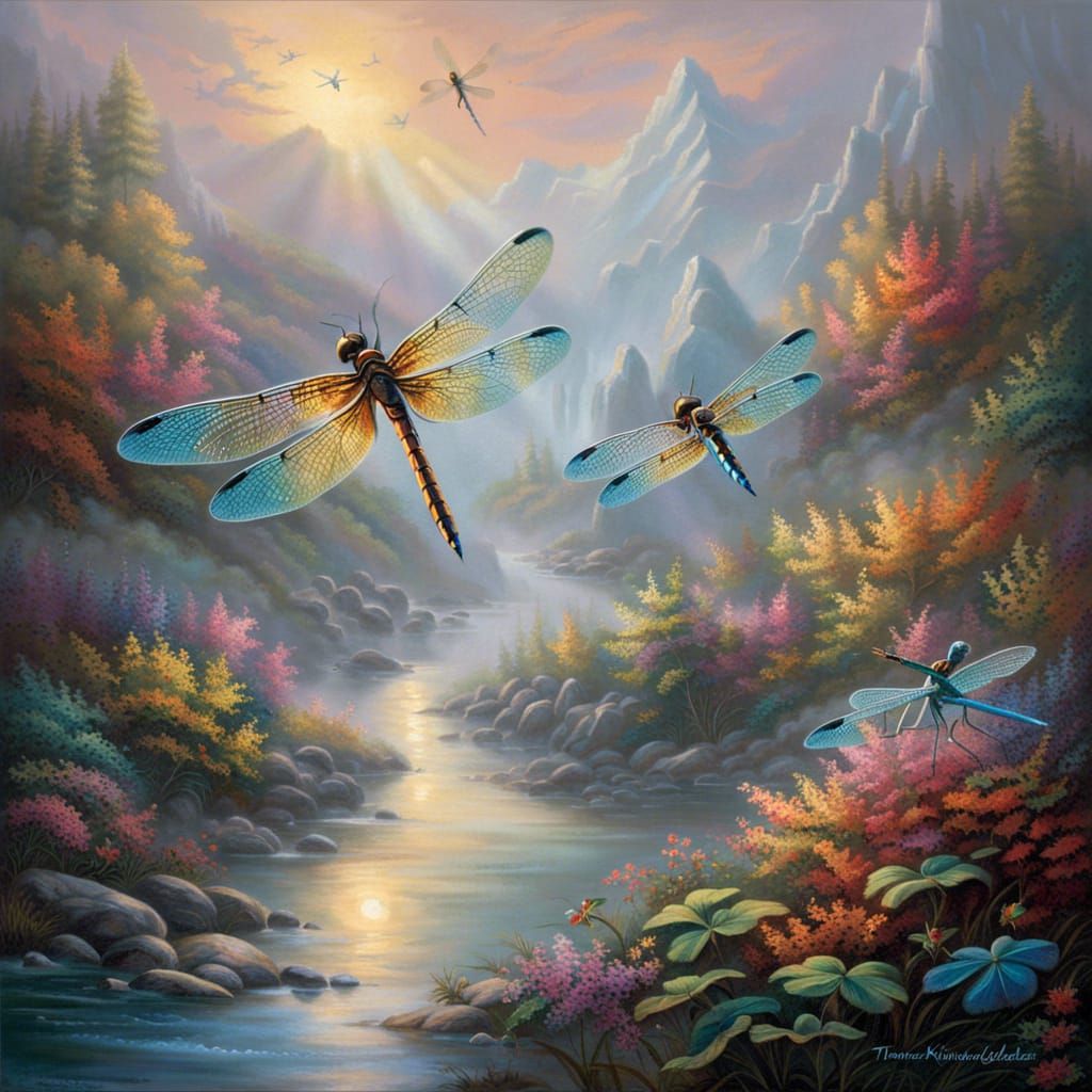 Dragonflies in Flight: Intricate, Colorful, Ethereal