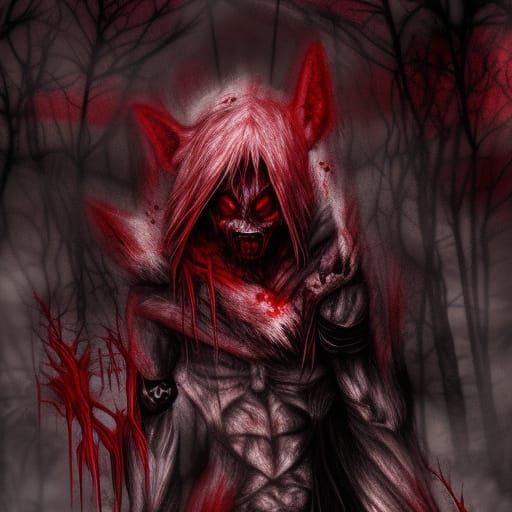 Undead Wolf of Nightmares: Dark Anime Digital Art