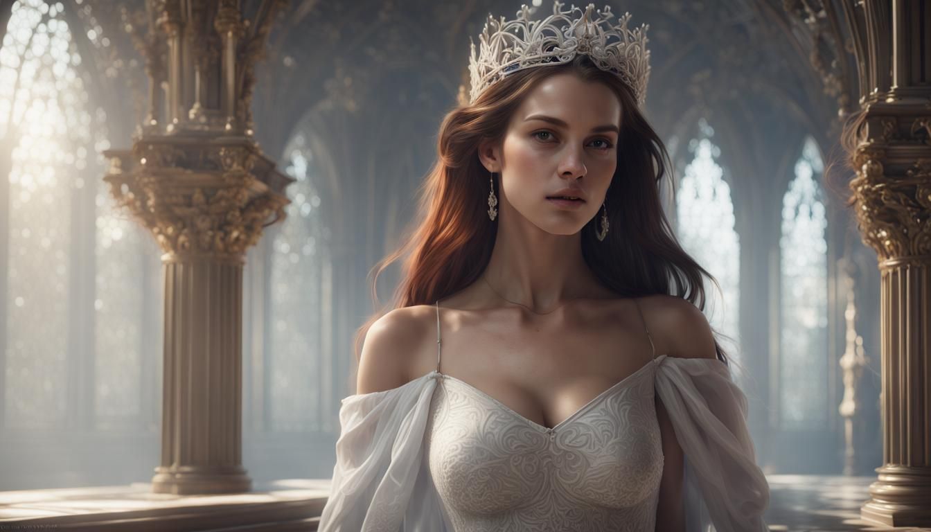 tiara, ethereal, no top:: , attractive portrait, by Lana Del...