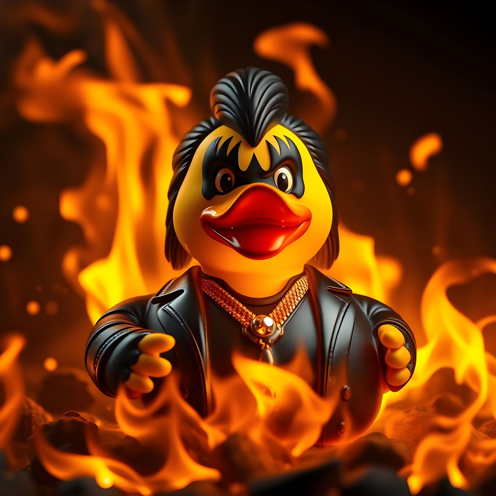 Cinematic Masterpiece of Gene Simmons as Rubber Duck in Flam...