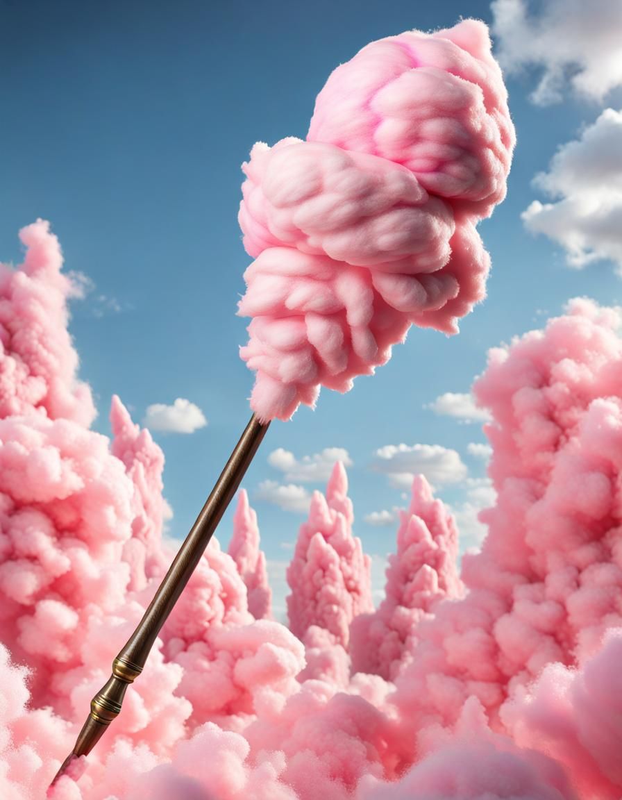 Cotton Candy Spear in Hyperrealistic Digital Render