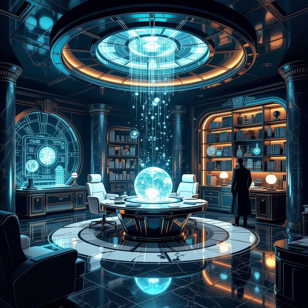 Art Deco Penthouse Command Center for Supervillain