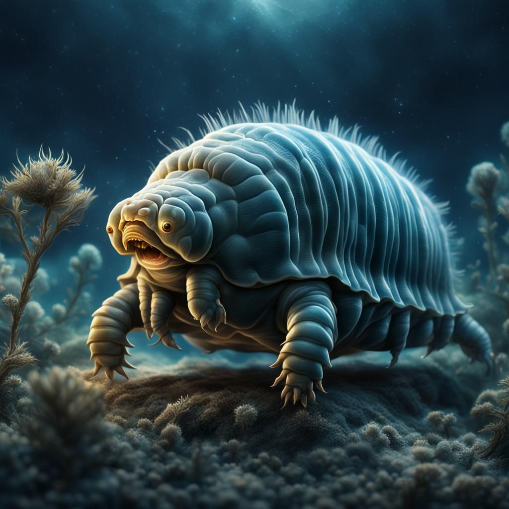 Tardigrade-Isopod Fusion: A Maximalist Digital Painting