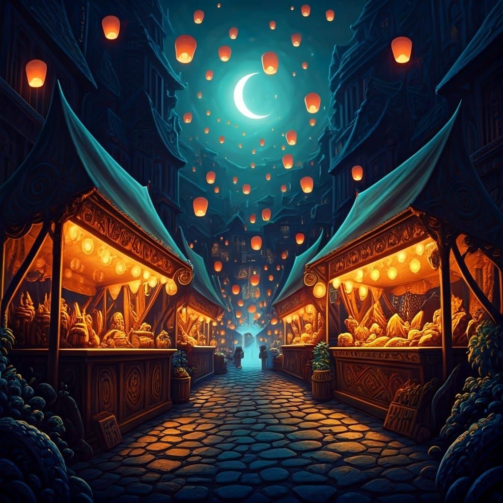 Ethereal Night Market Dreamscape