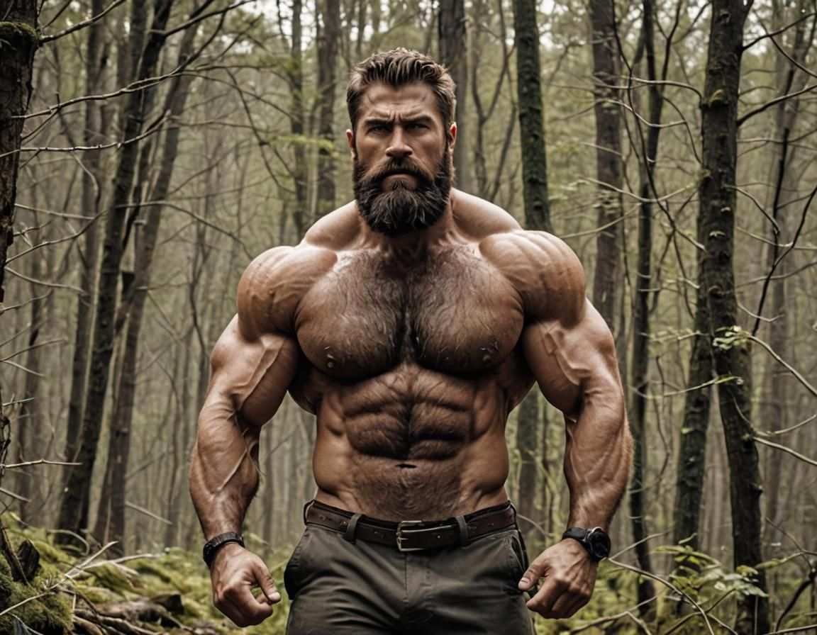 Muscle Hunk in the Forest