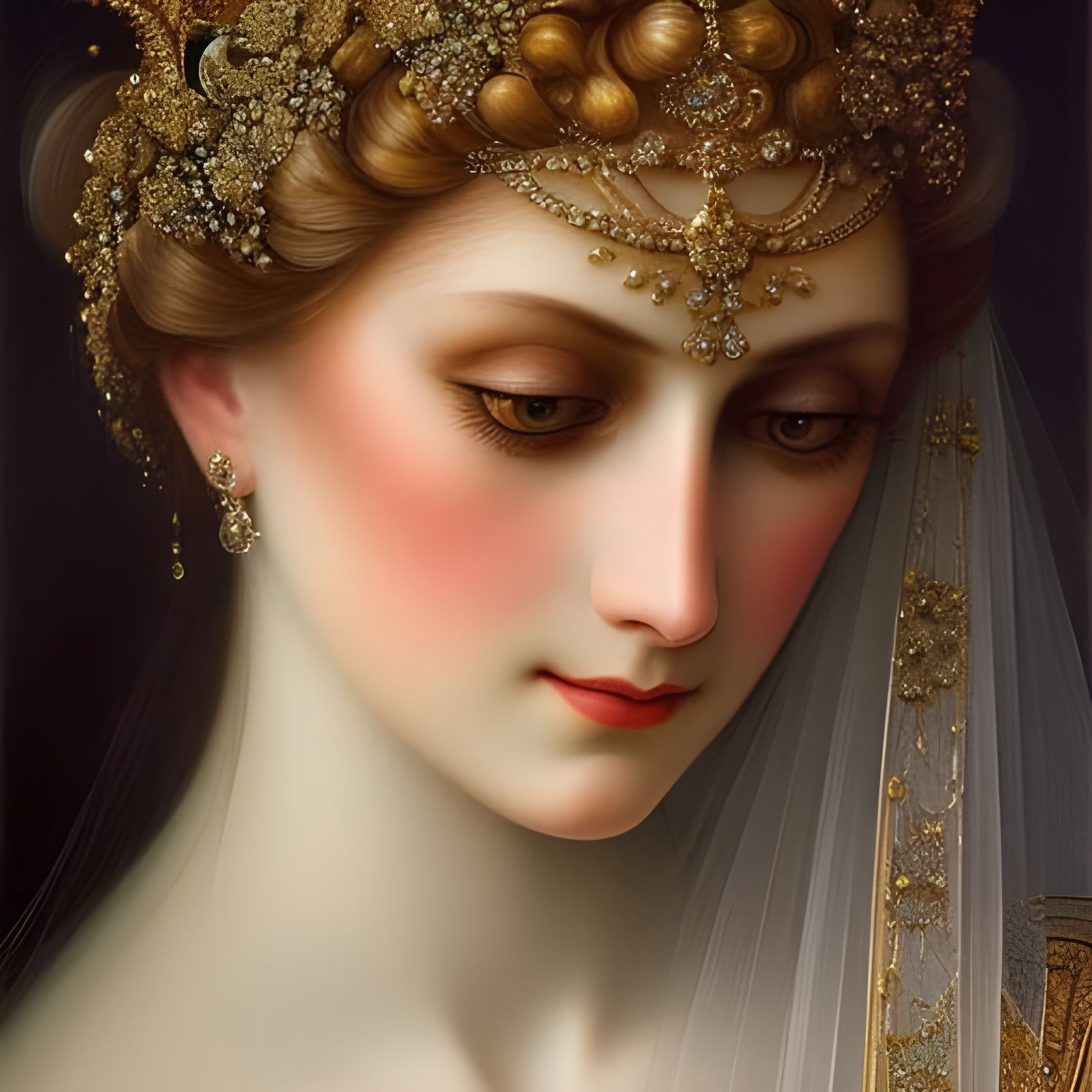 Moon Fae Embrace in Gilded Storybook Illustration