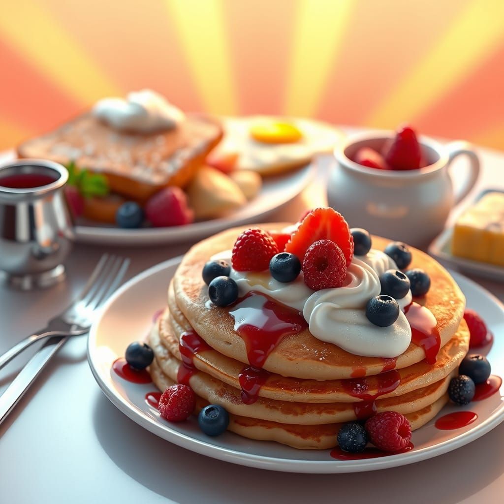 Decadent Breakfast Spread in 3D Digital Art