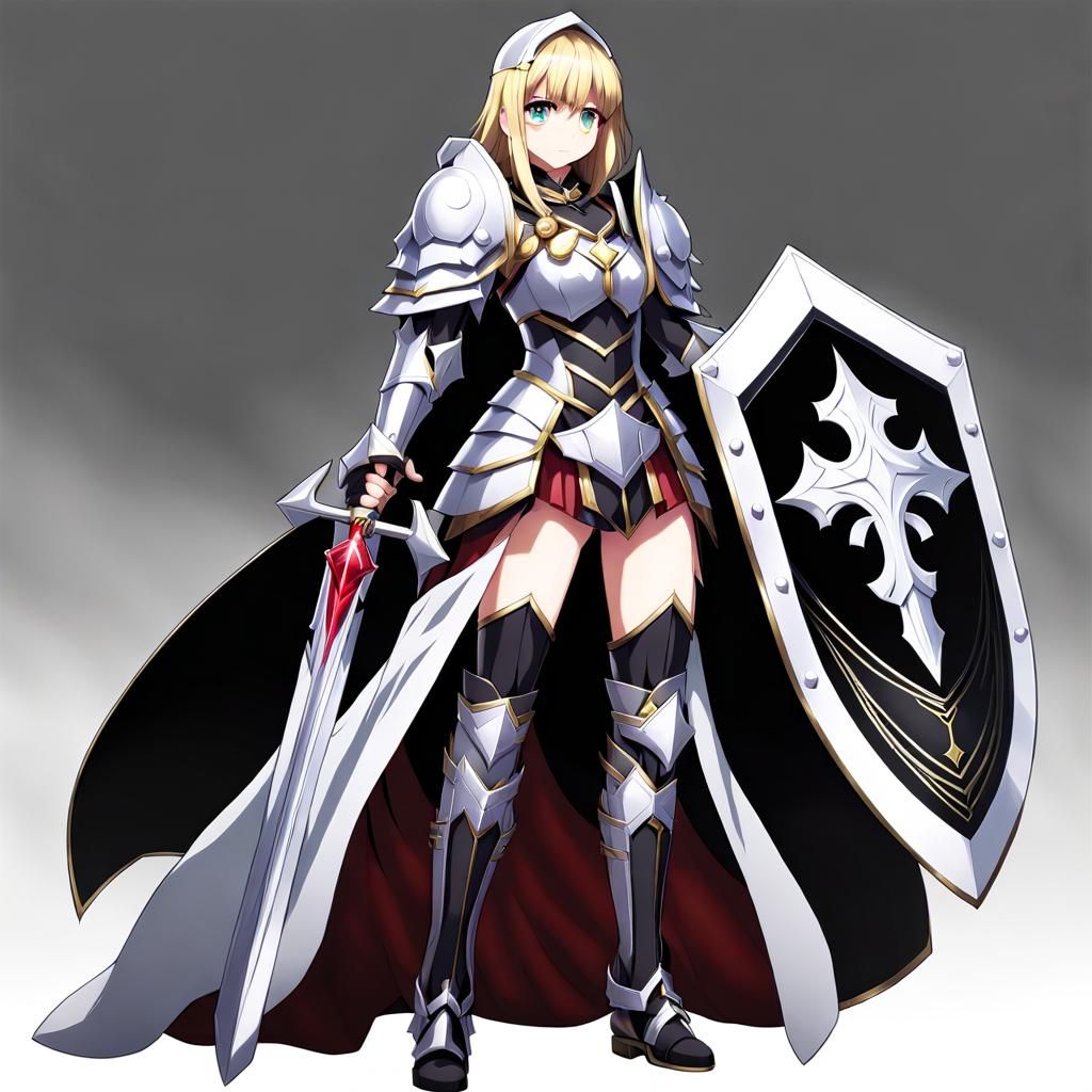 Anime Cleric in Black Plate Armor Portrait