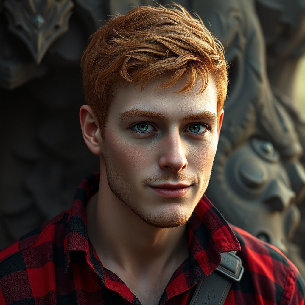 Fantasy Portrait of Ginger-Haired Man in Matte Painting Styl...