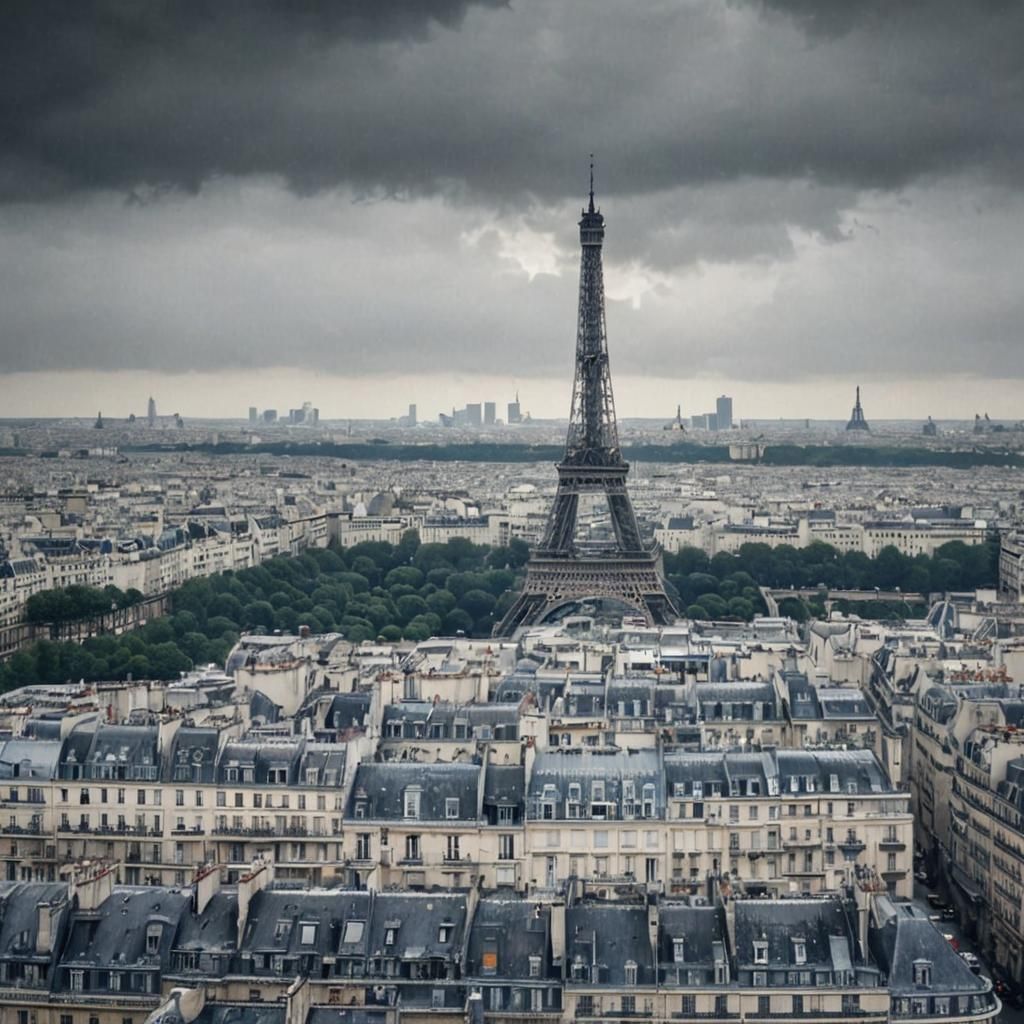 Dark Day Over Paris: Detailed Matte Painting