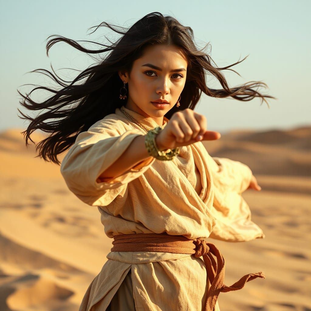 Desert Nomad Karate in Golden Light