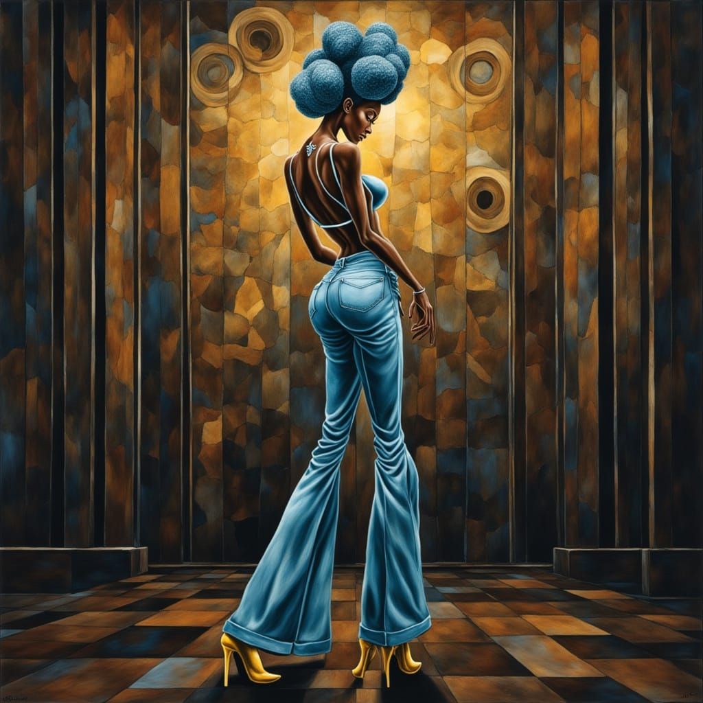 Elegant Woman with Tattoo in Expressionist Oil Painting