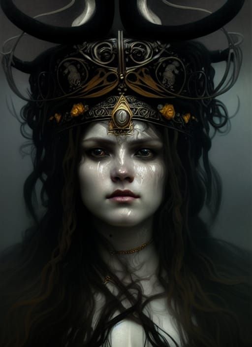 Viking Goddess Portrait in Art Nouveau Style