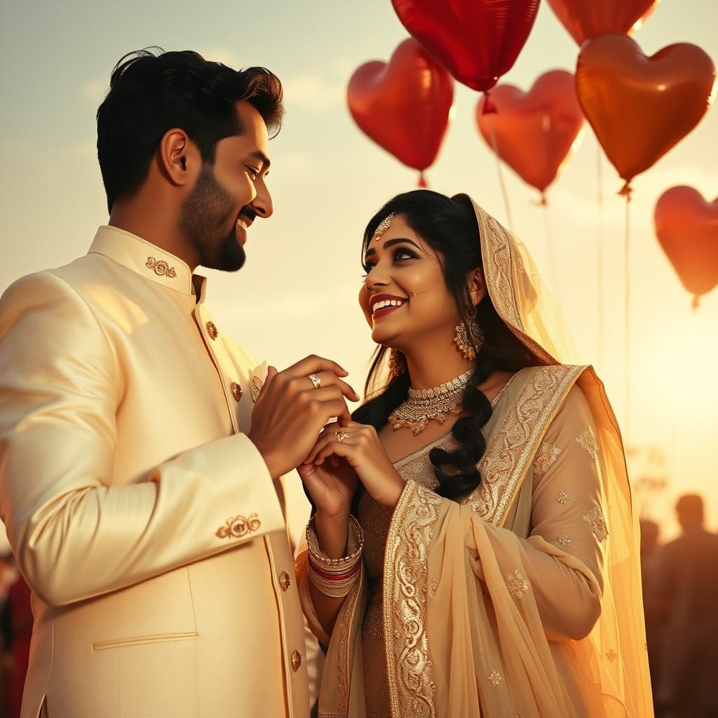 Romantic Indian Engagement in Wes Anderson Style