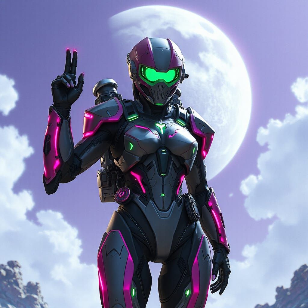 Futuristic Eve in Exosuit: Dystopian Sci-Fi Hero