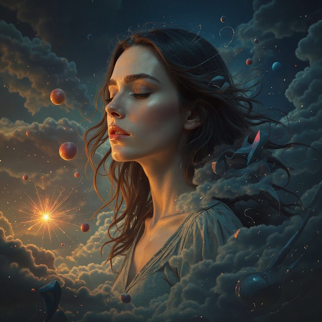 Woman Between Worlds: Surreal Cinematic Dreamscape