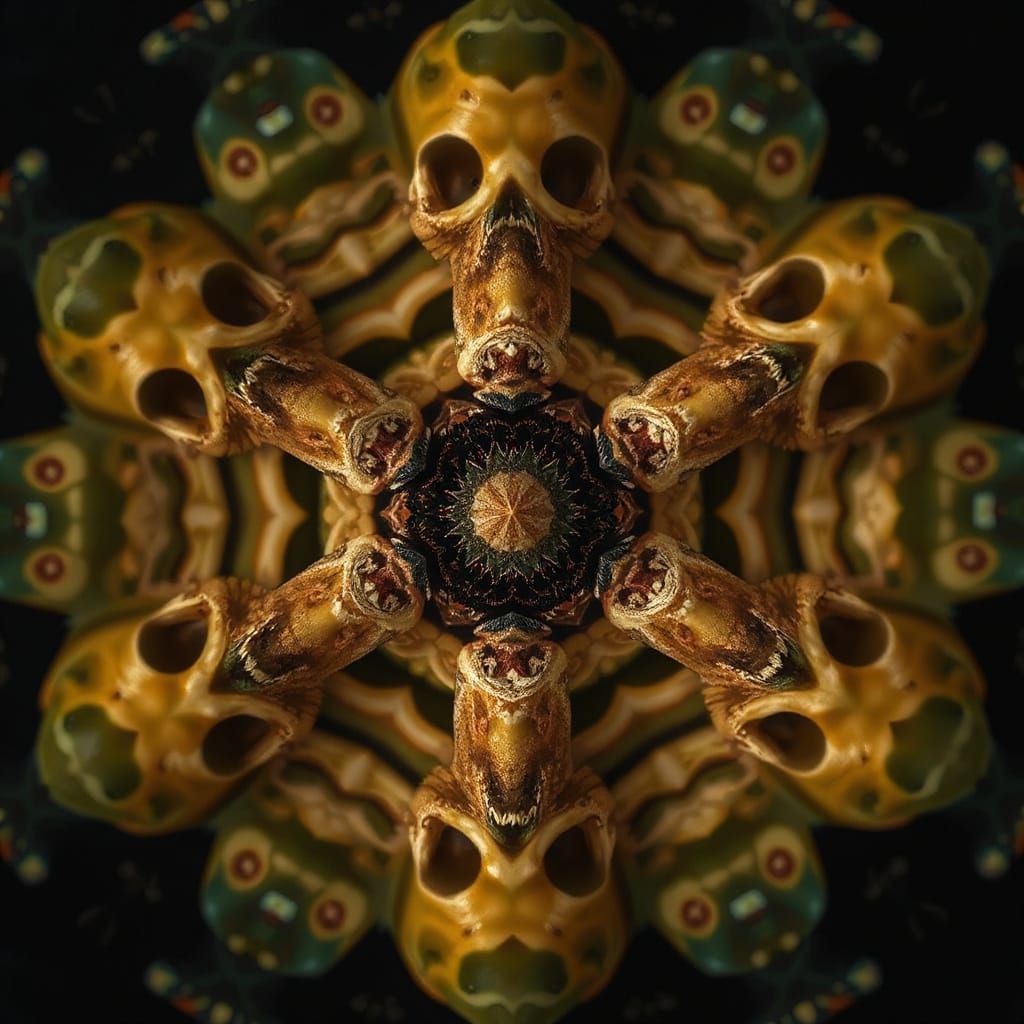 Zombie Head Kaleidoscope Macro View