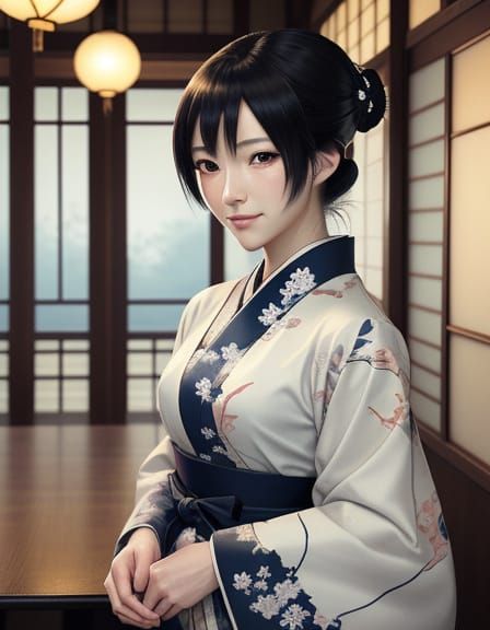 Anime Maid in Traditional Tea Room