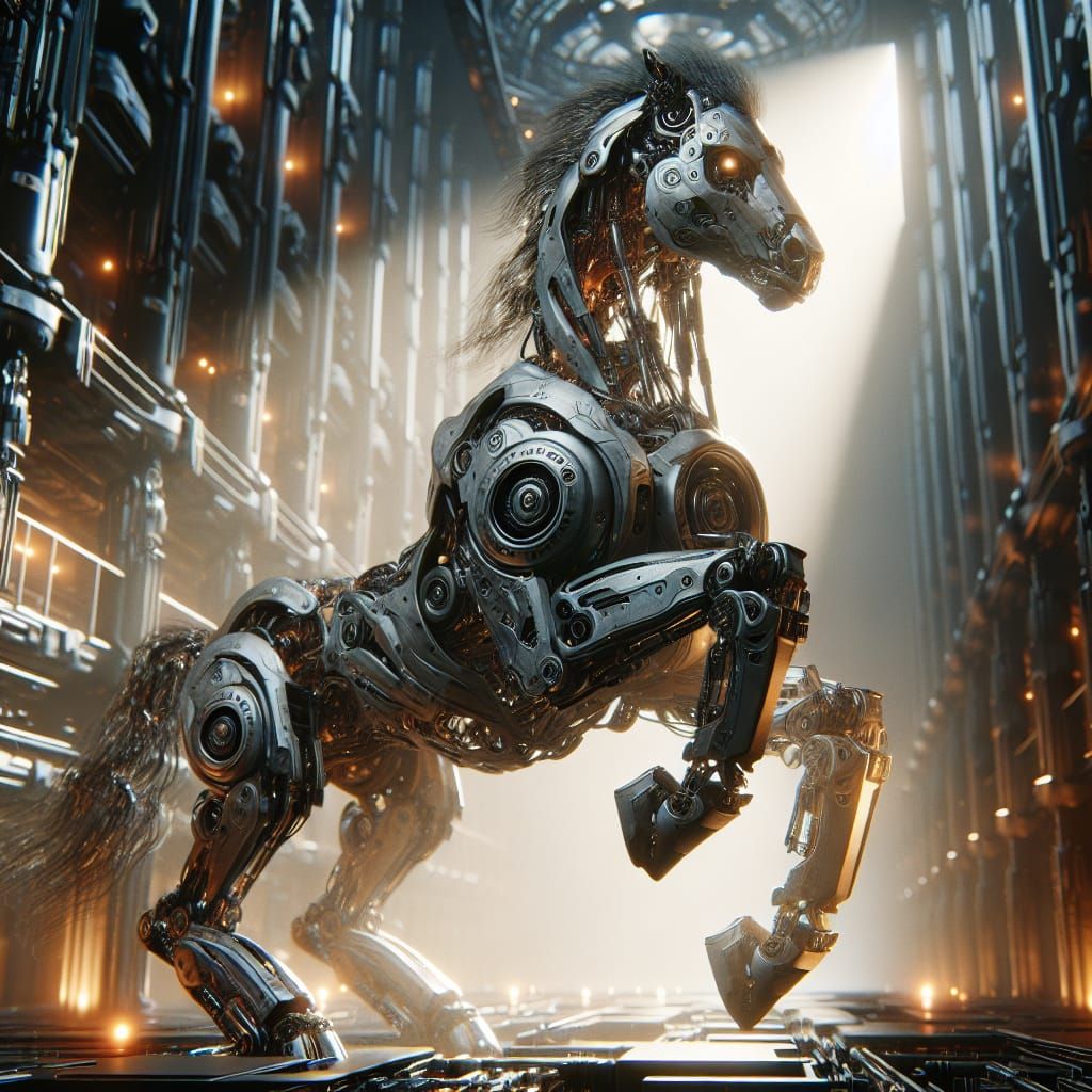 Humanoid Robot Horse in 3D Cinematic Style