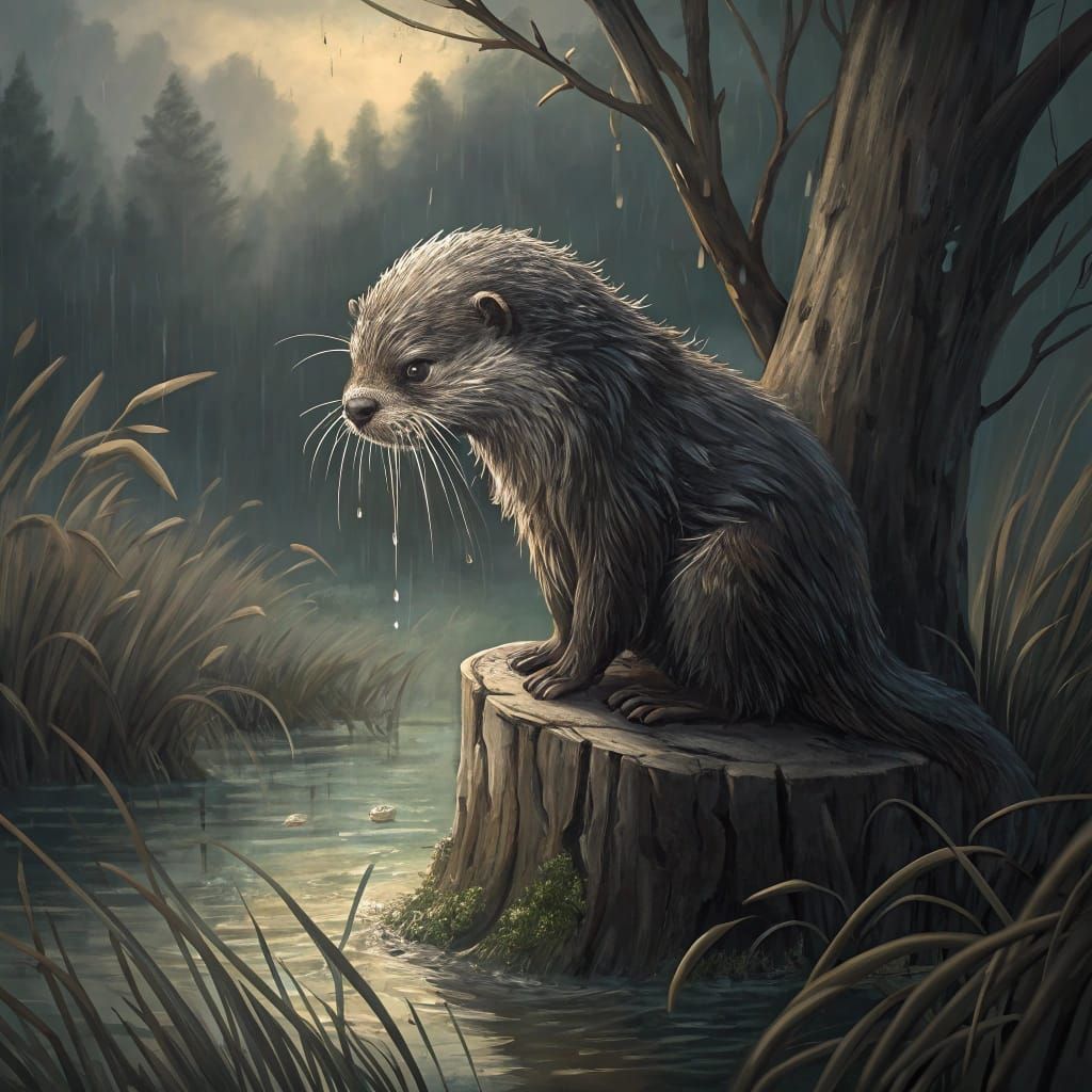 Melancholic Otter Contemplating Forgotten Sorrows