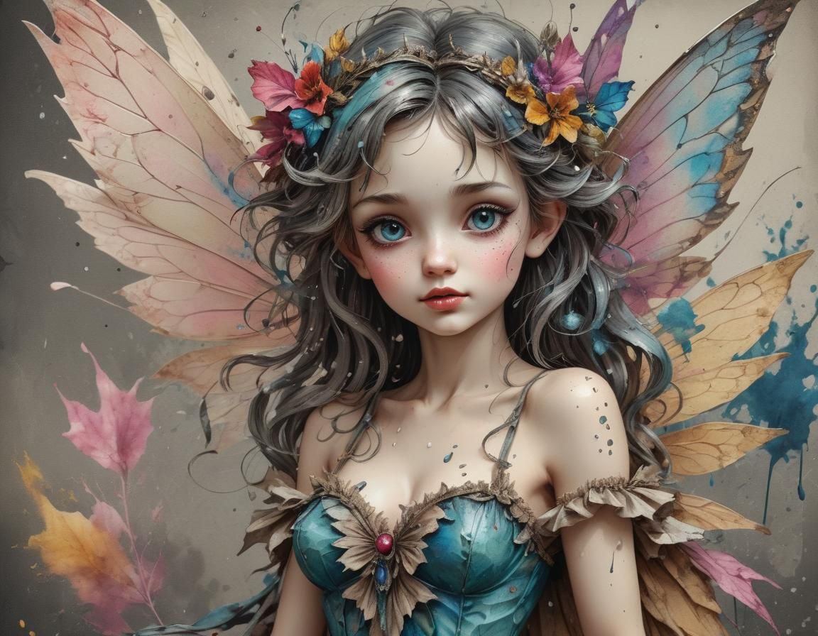 Gorgeous Vintage Fairy with Colorsplash Effect