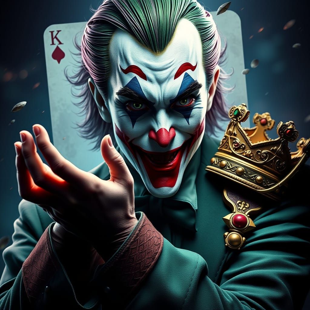 Joker Concept Art with Crown and Intricate Details
