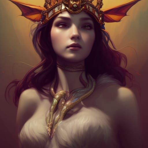 Girl with Crown Holding Aye-Aye: Digital Art