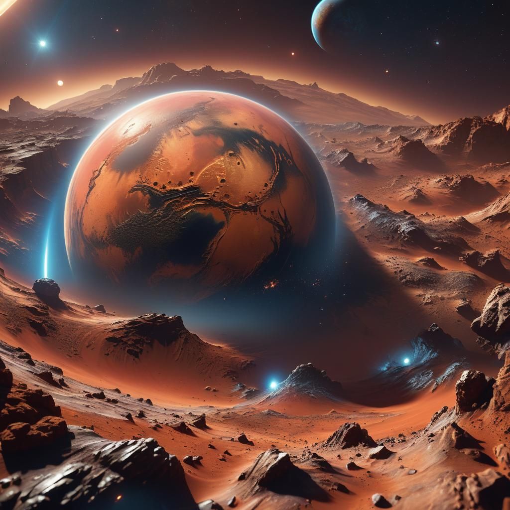 Mars in the Cosmos: A Matte Painting