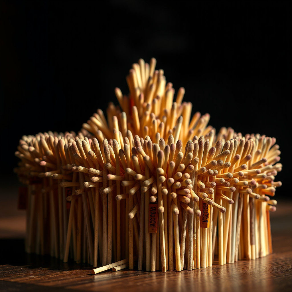 Hyperrealistic Matchstick Sculpture in Cinematic Style
