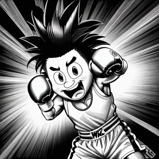 Pineapple Boxer in a Boxing Ring Drawing
